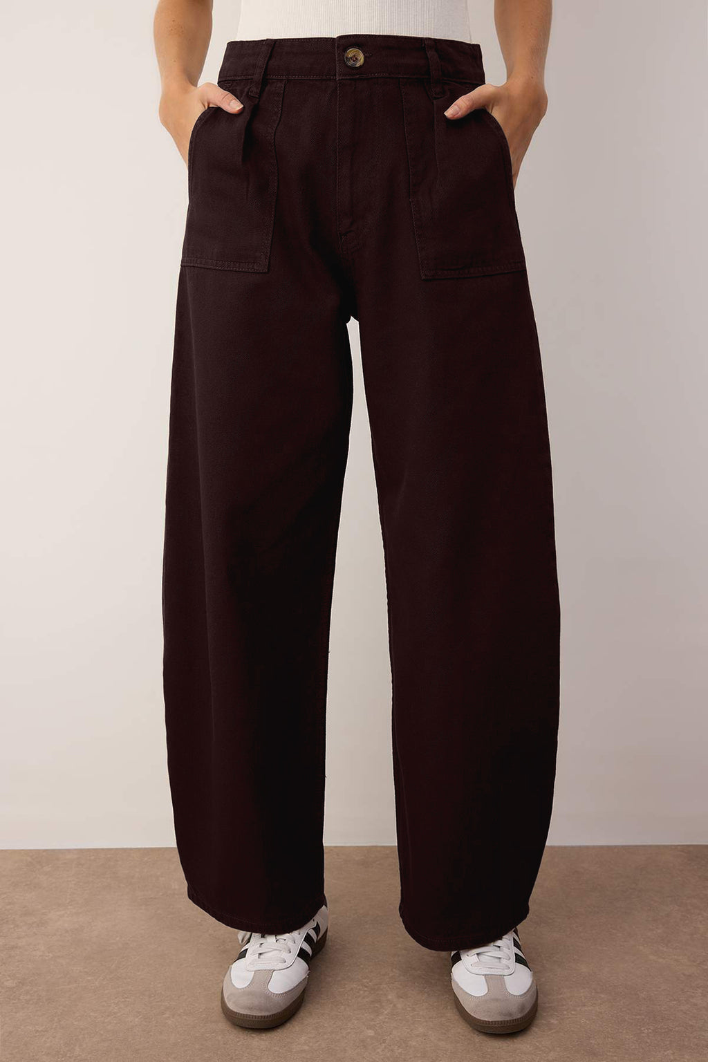 Trendyolmilla Siyah Barrel Kalıp %100 Pamuk Gabardin Pantolon TWOAW26PL00084