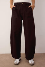 Trendyolmilla Siyah Barrel Kalıp %100 Pamuk Gabardin Pantolon TWOAW26PL00084