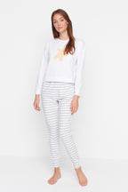 Trendyolmilla Pembe %100 Pamuklu Ayıcıklı Örme Pijama Takımı THMAW21PT0302