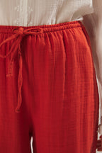 Trendyolmilla Vizon Müslin Beli Lastikli İnce Kumaş Wide Leg/Geniş Paça Dokuma Pantolon TWOSS25PL00067