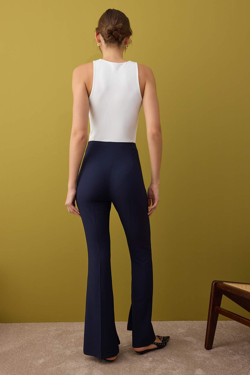 Trendyolmilla Siyah Flare Kalıp Nervürlü Bootcut Pantolon TWOAW26PL00043