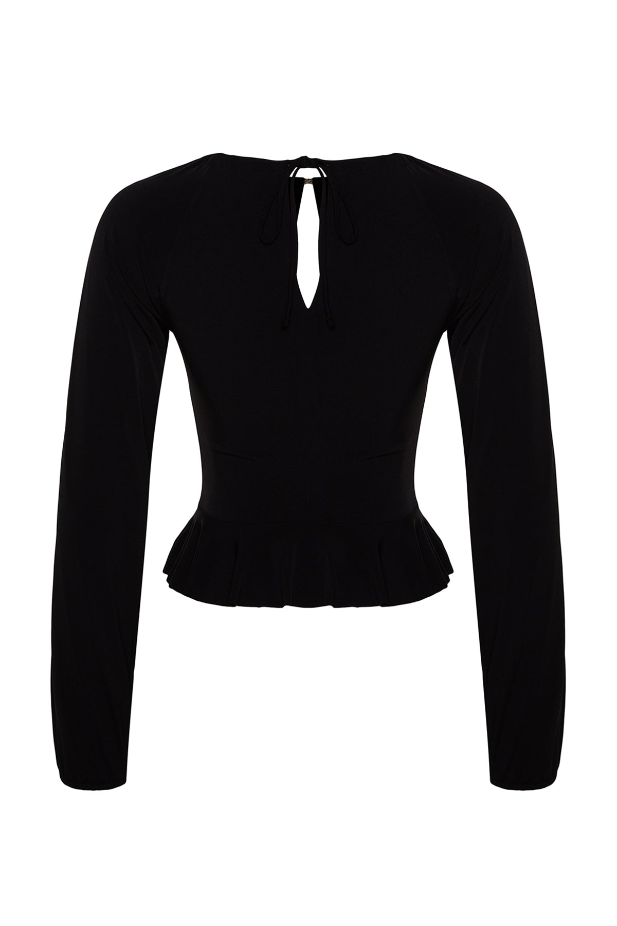 Trendyolmilla Koyu Kahverengi Pencere/Cut Out Detaylı Aksesuarlı Örme Bluz TPRAW24BZ00053