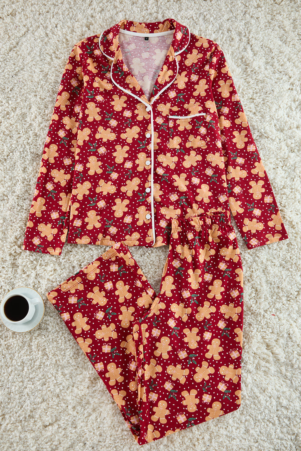 Trendyolmilla Mavi %100 Pamuklu Yılbaşı Temalı Örme Pijama Takımı THMAW22PT1204