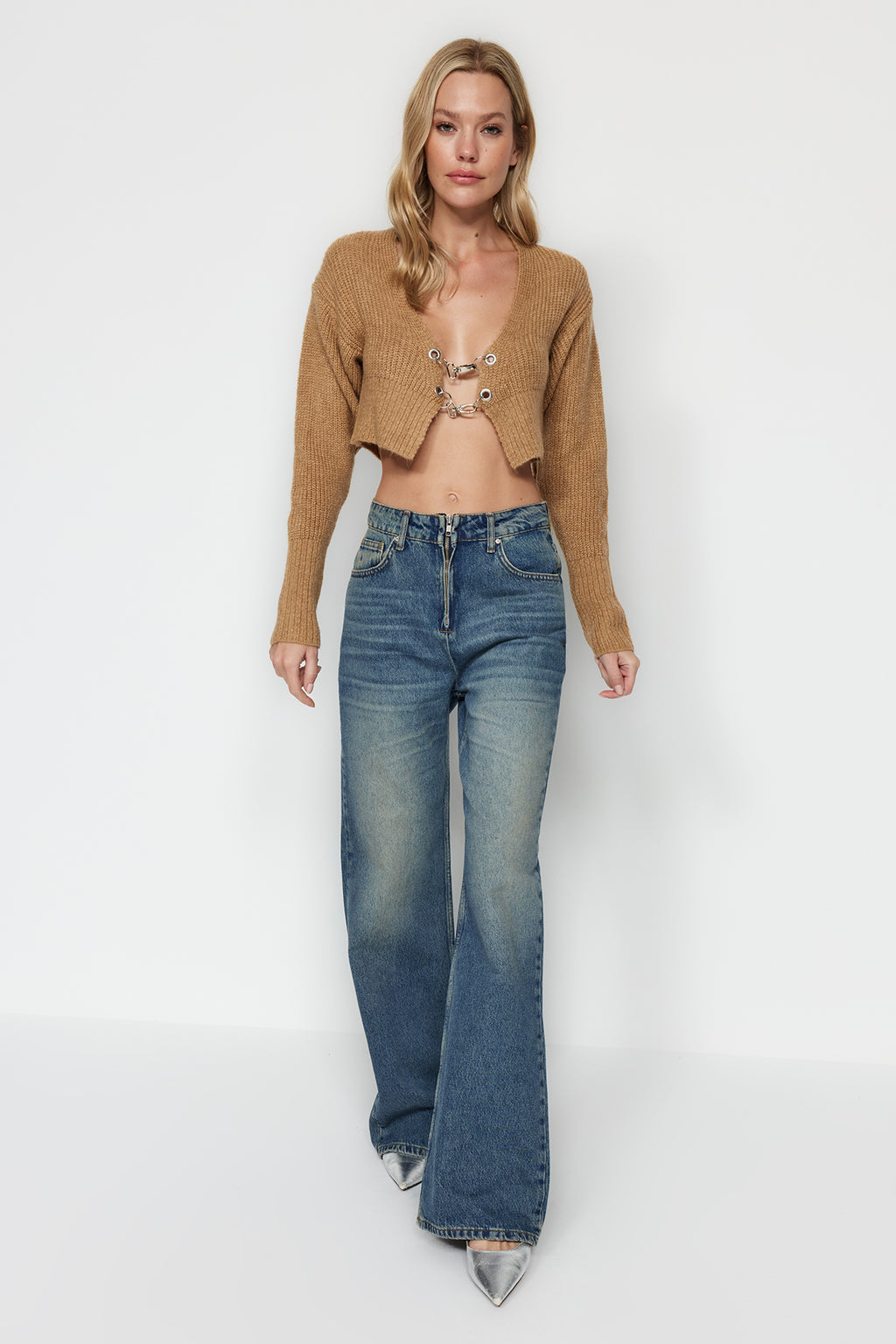 Mavi More Sustainable Soluk Efekt Vintage Fermuar Detaylı Yüksek Bel Wide Leg Jeans TWOAW24JE00315