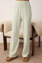 Trendyolmilla Mint %100 Pamuklu Çizgili Ayıcıklı Örme Pijama Takımı THMAW25PT00171