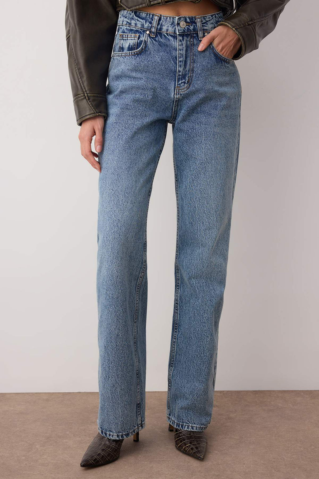 Trendyolmilla Antrasit Yüksek Bel Geniş Paça Wide Leg Jeans TWOAW26JE00083