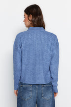 Trendyolmilla Mavi Geniş Kalıp Yumuşak Dokulu Triko Kazak TWOAW21KZ2635