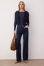 Trendyolmilla Koyu Mavi Yüksek Bel Kemer Detaylı Wide Leg Geniş Paça %100 Pamuk Non-Stretch Jeans TWOAW26JE00164