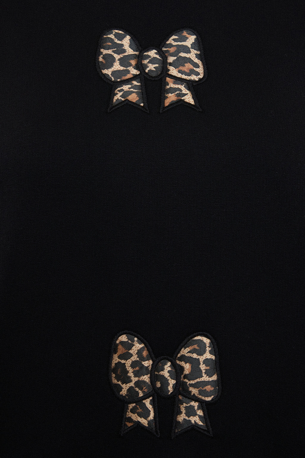 Siyah Regular/Normal Kalıp İçi Polarlı Leopar Detaylı Kurdele Nakışlı Örme Sweatshirt TWOAW25SW00307