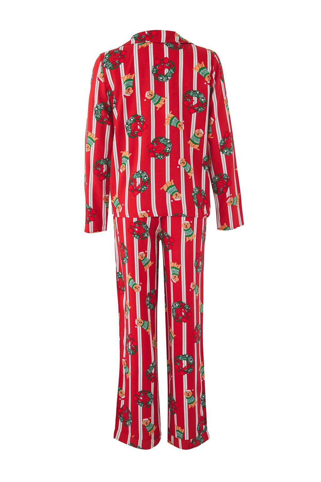 Bordo Köpek Baskılı Yılbaşı Temalı Viskon Dokuma Pijama Takımı THMAW26PT00030