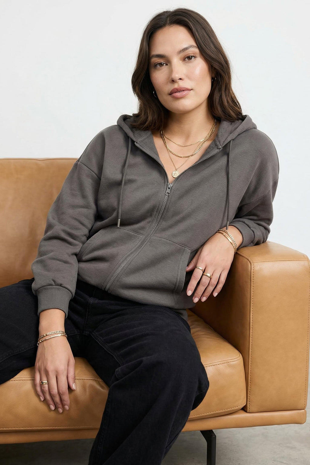 Trendyolmilla Bordo Oversize/Rahat Kesim Fermuarlı Kalın İçi Polarlı Örme Sweatshirt TWOAW24SW00188