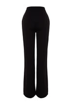 Siyah Geniş Paça Dokuma Pantolon TPRAW22PL0402