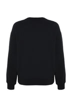 Trendyolmilla Siyah Animal Nakışlı Regular/Normal Kalıp Kalın İçi Polarlı Örme Sweatshirt TWOAW24SW00196