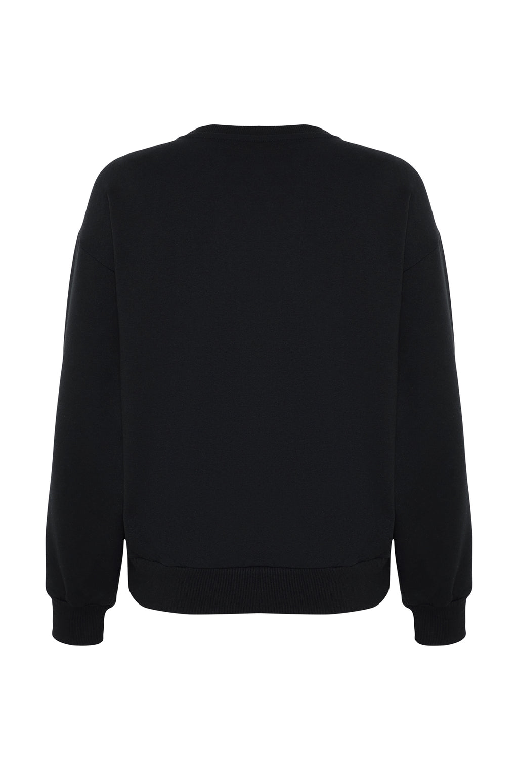 Trendyolmilla Siyah Animal Nakışlı Regular/Normal Kalıp Kalın İçi Polarlı Örme Sweatshirt TWOAW24SW00196