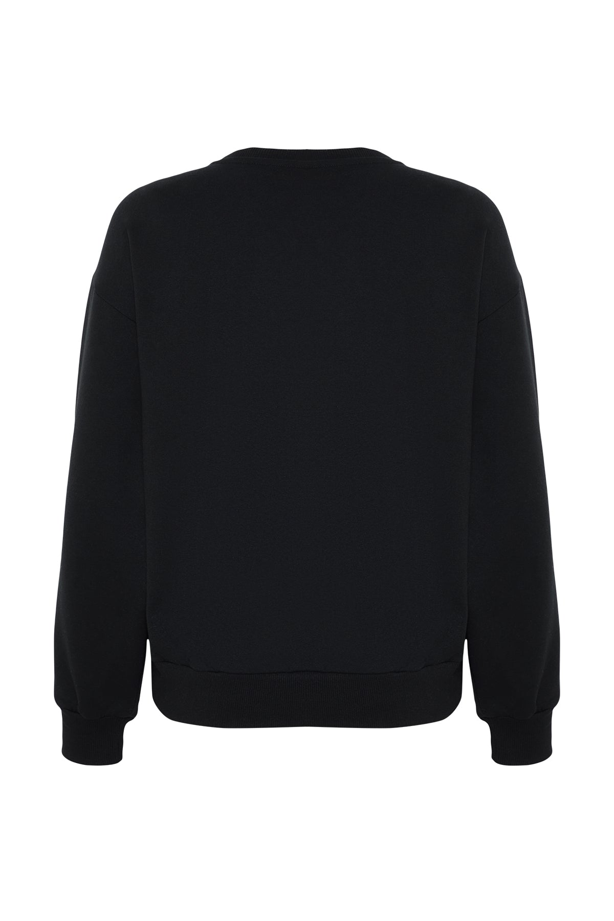 Trendyolmilla Siyah Animal Nakışlı Regular/Normal Kalıp Kalın İçi Polarlı Örme Sweatshirt TWOAW24SW00196