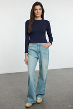 Trendyolmilla Pembe Renk Bloklu Fitted/Vücuda Oturan Viskon/Yumuşak Kumaşlı Esnek Örme Bluz TWOAW25BZ00114