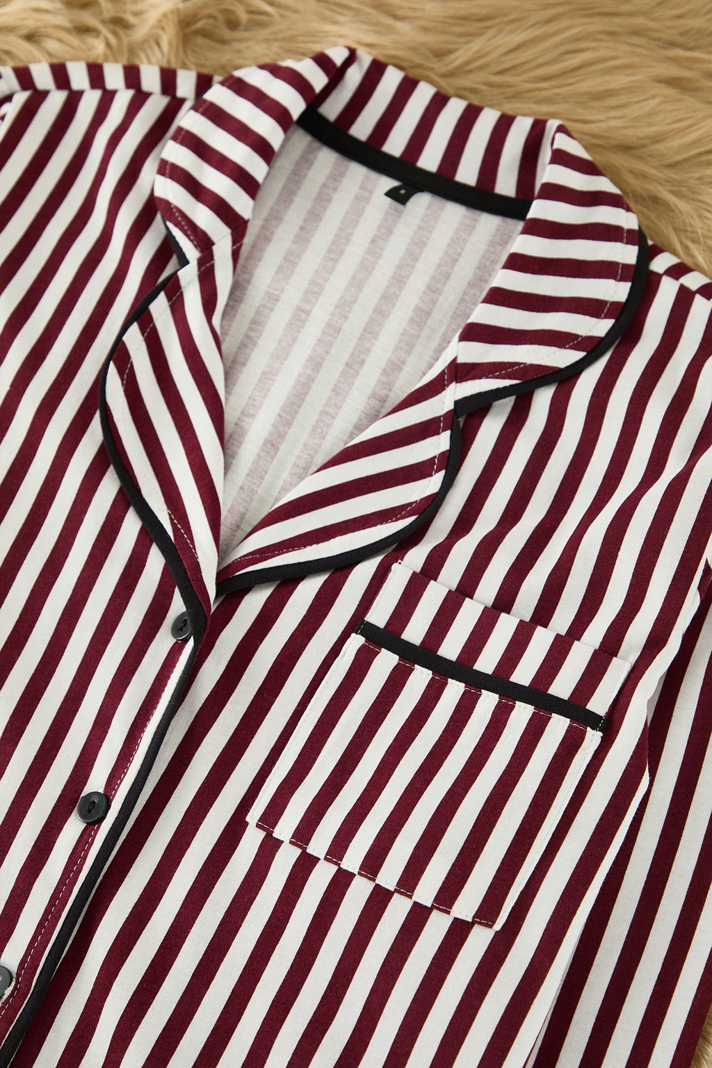 Trendyolmilla Pudra %100 Pamuklu Çizgili Biye Detaylı Örme Pijama Takımı THMAW21PT0614