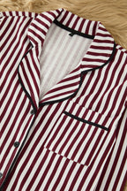 Trendyolmilla Pudra %100 Pamuklu Çizgili Biye Detaylı Örme Pijama Takımı THMAW21PT0614