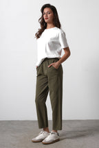Haki Beli Lastikli Gabardin Pamuklu Pantolon TWOSS25PL00036