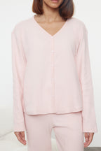Trendyolmilla Pembe Fırçalı Soft Fitilli Hırka Örme Pijama Takımı THMAW25PT00074
