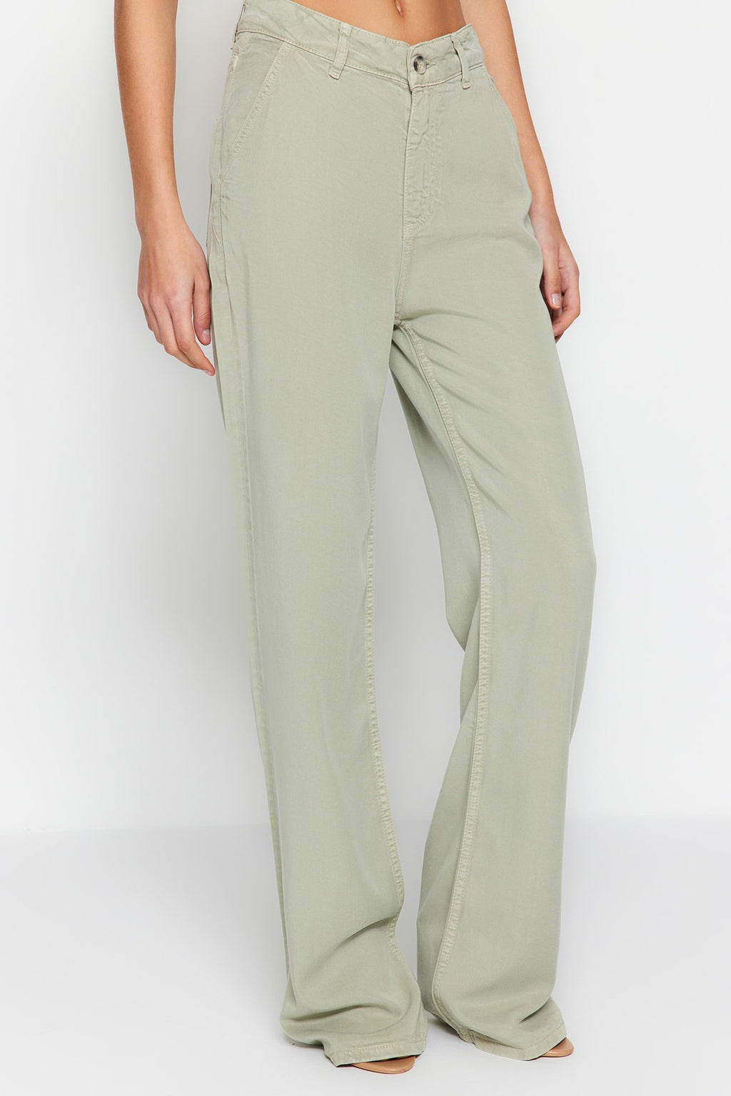 Trendyolmilla More Sustainable Mint %100 Tencel™ Düşük Bel Wide Leg Jeans TWOSS23JE00219