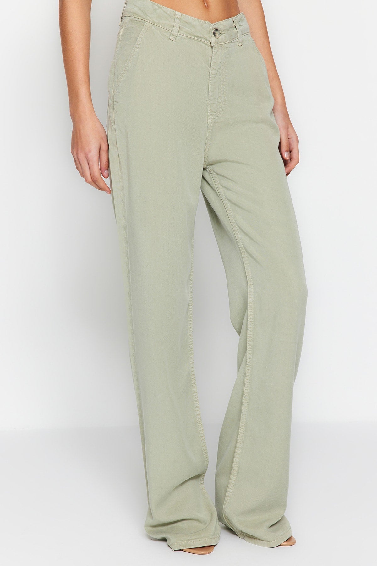 Trendyolmilla More Sustainable Mint %100 Tencel™ Düşük Bel Wide Leg Jeans TWOSS23JE00219