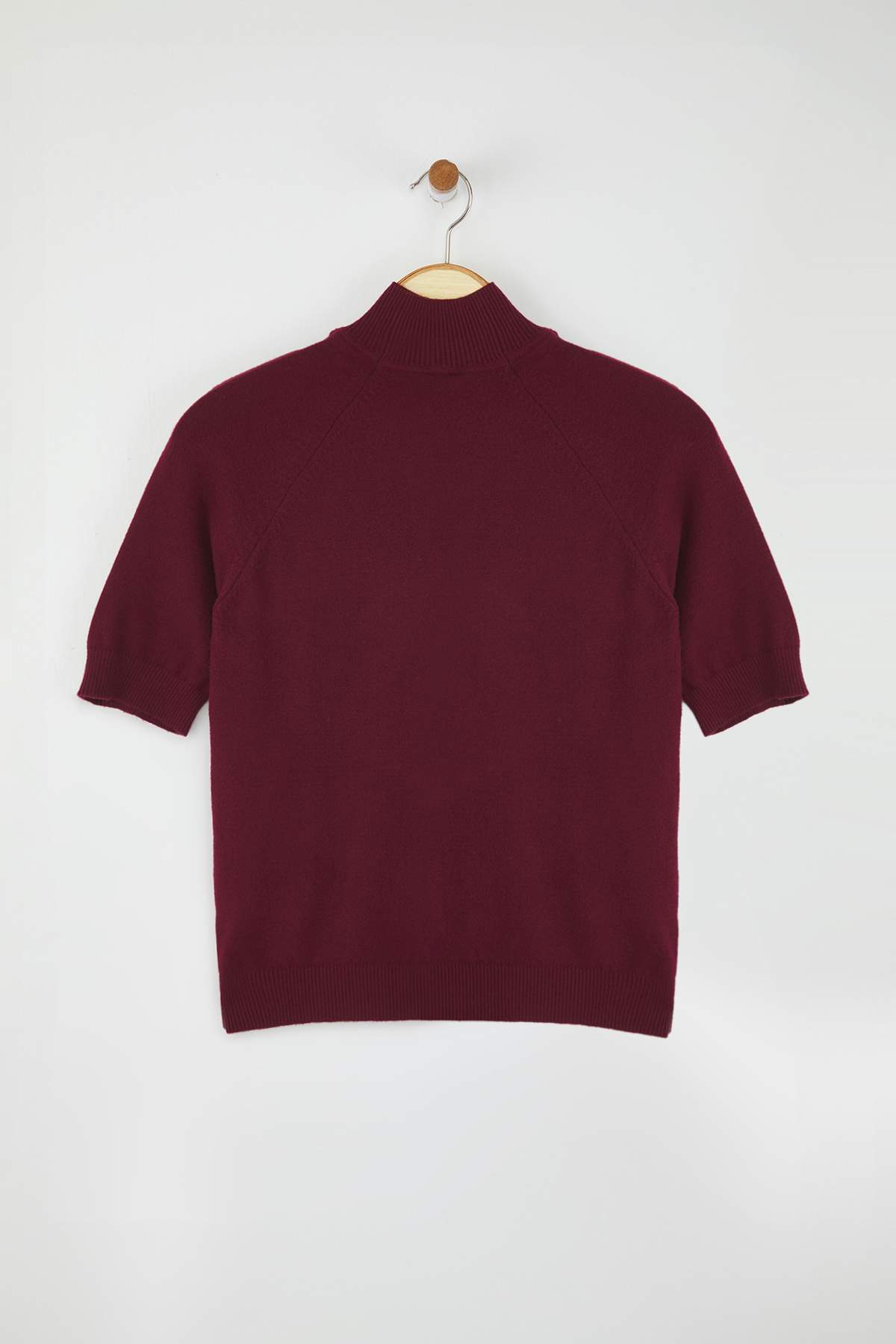 Trendyolmilla Bordo Merserize Görünümlü Premium İplik/Özel İplik Basic İnce Triko Bluz TWOAW24BZ00005