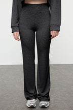 Trendyolmilla Kahverengi Wide Leg/İspanyol Paça Yüksek Bel İnterlok Esnek Örme Pantolon TWOAW25PL00006