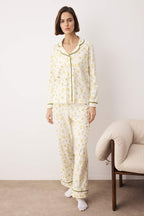 Trendyolmilla Pembe %100 Pamuklu Çiçekli Biyeli Örme Pijama Takımı THMAW25PT00202