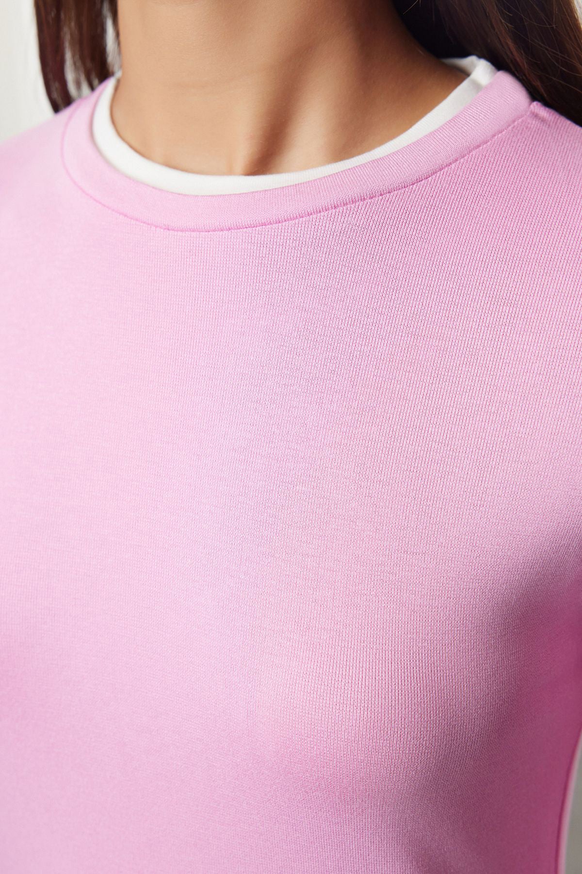 Trendyolmilla Pembe Renk Bloklu Fitted/Vücuda Oturan Viskon/Yumuşak Kumaşlı Esnek Örme Bluz TWOAW25BZ00114