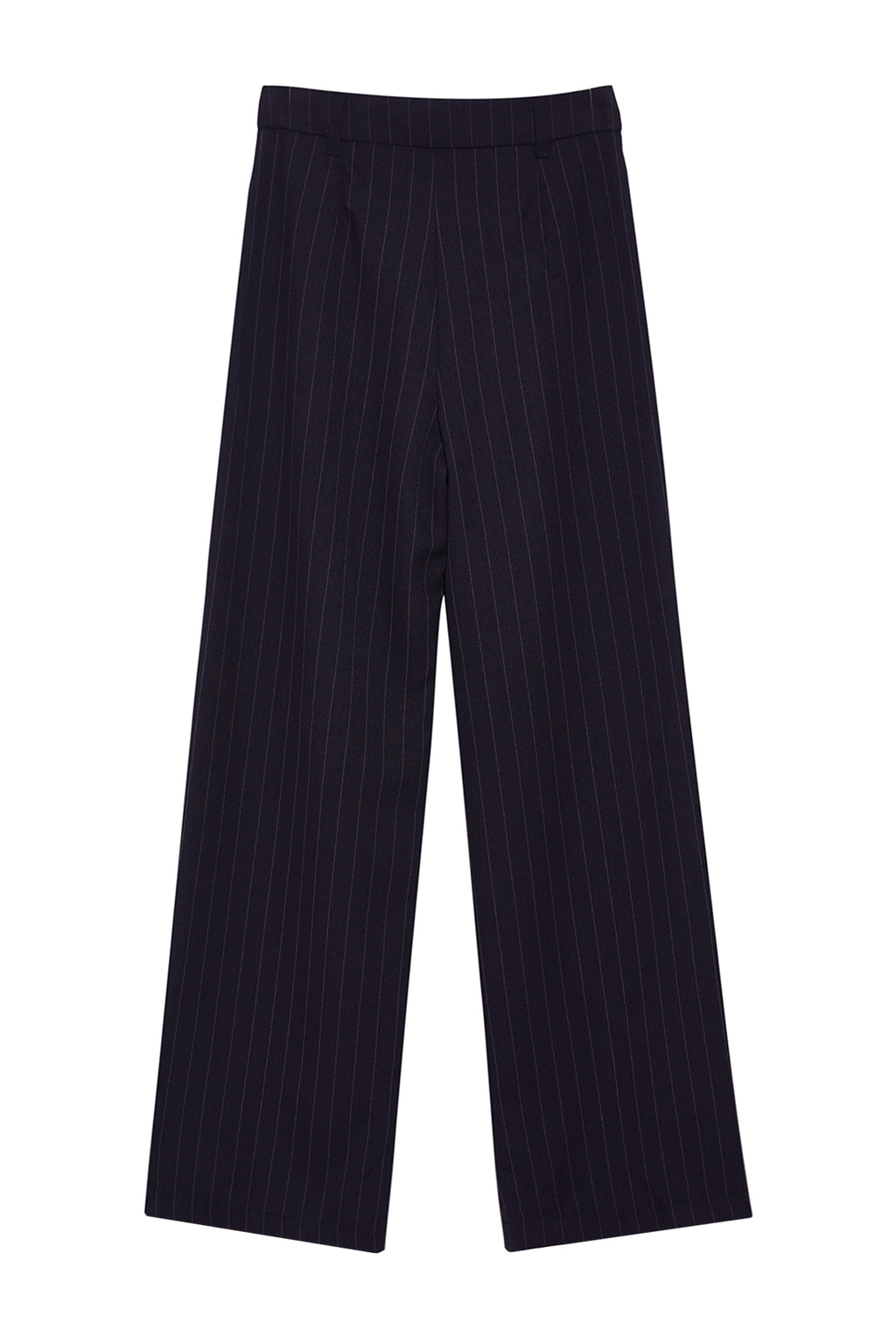 Lacivert Yüksek Bel Wide Leg/Geniş Paça Çizgili Dokuma Pantolon TWOSS22PL0100