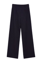 Lacivert Yüksek Bel Wide Leg/Geniş Paça Çizgili Dokuma Pantolon TWOSS22PL0100