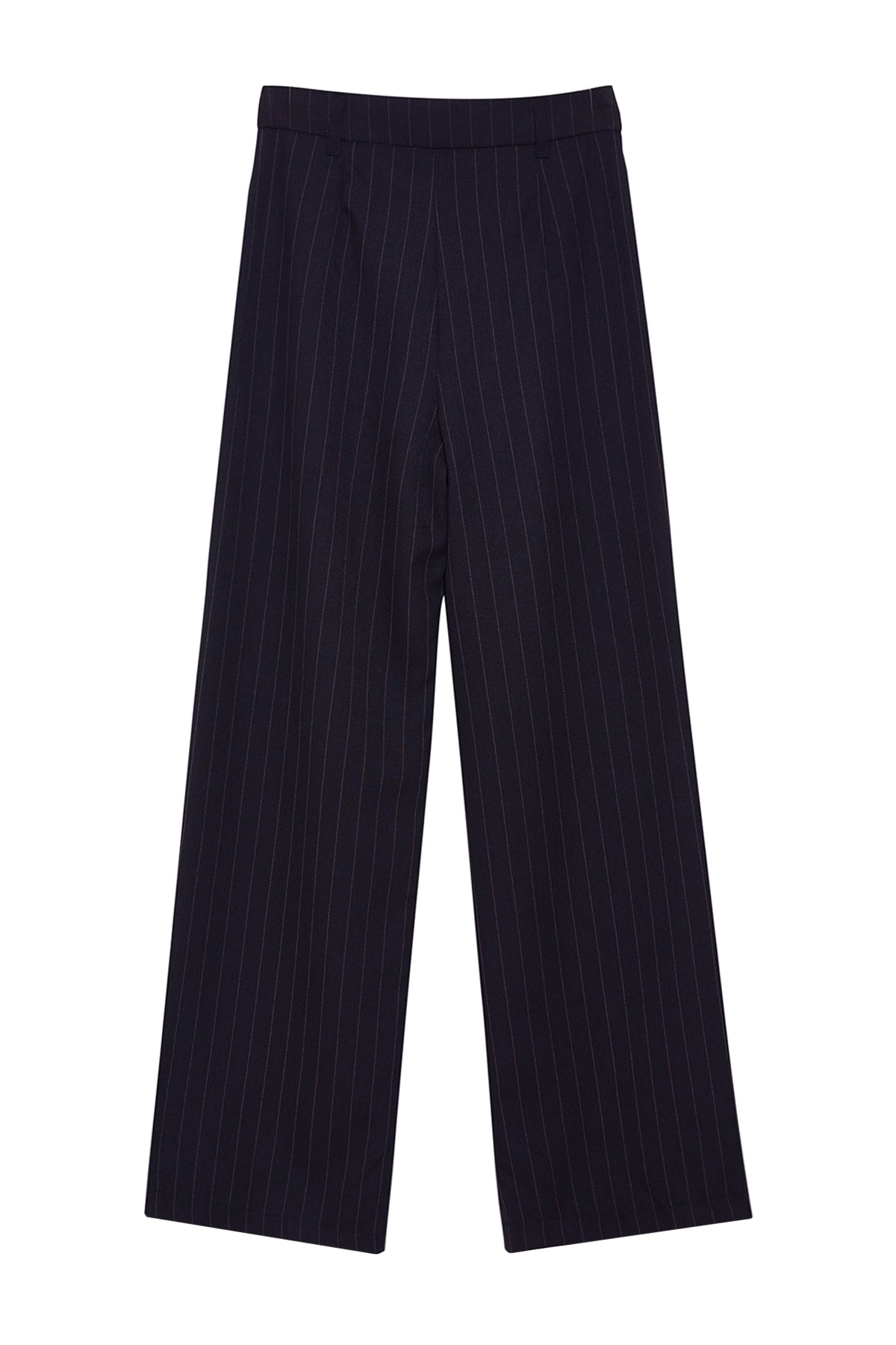 Lacivert Yüksek Bel Wide Leg/Geniş Paça Çizgili Dokuma Pantolon TWOSS22PL0100
