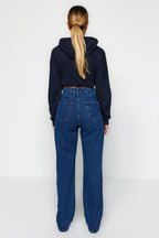 Trendyolmilla Siyah Cep Detaylı Yüksek Bel Wide Leg Jeans TWOAW22JE0595