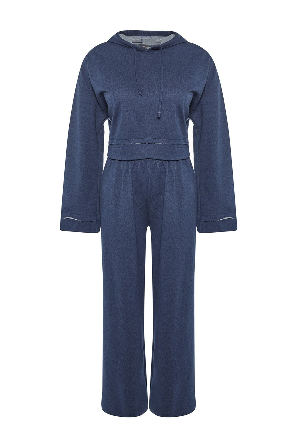 Trendyolmilla Lacivert Kapüşonlu Geniş Kalıp Örme Pijama Takımı TWOSS21EM0026