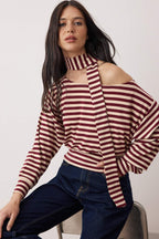 Trendyolmilla Antrasit Düz Açık Omuzlu Şal Aksesuar Detaylı Regular/Normal Kalıp Örme Bluz TWOAW26BZ00308
