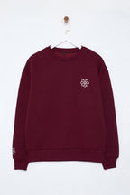 Trendyolmilla Bordo Nakışlı Regular/Normal Kalıp Kalın İçi Polarlı  Örme Sweatshirt TWOAW25SW00176