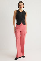Trendyolmilla Gül Kurusu Wide Leg/Geniş Paça Yüksek Bel Dokuma Pantolon TWOSS23PL00314