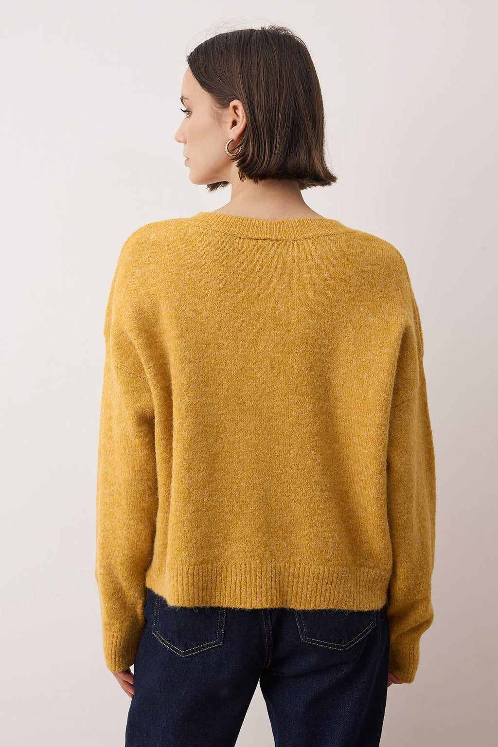 Trendyolmilla Wardrobe Essentials Hardal Alpaka Yünü Karışımlı Geniş Kalıp Triko Hırka | TWOAW26HI00089