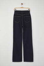 Koyu Mavi Yüksek Bel Orta Esnek Straight/Düz Kesim Jeans TWOAW26JE00025