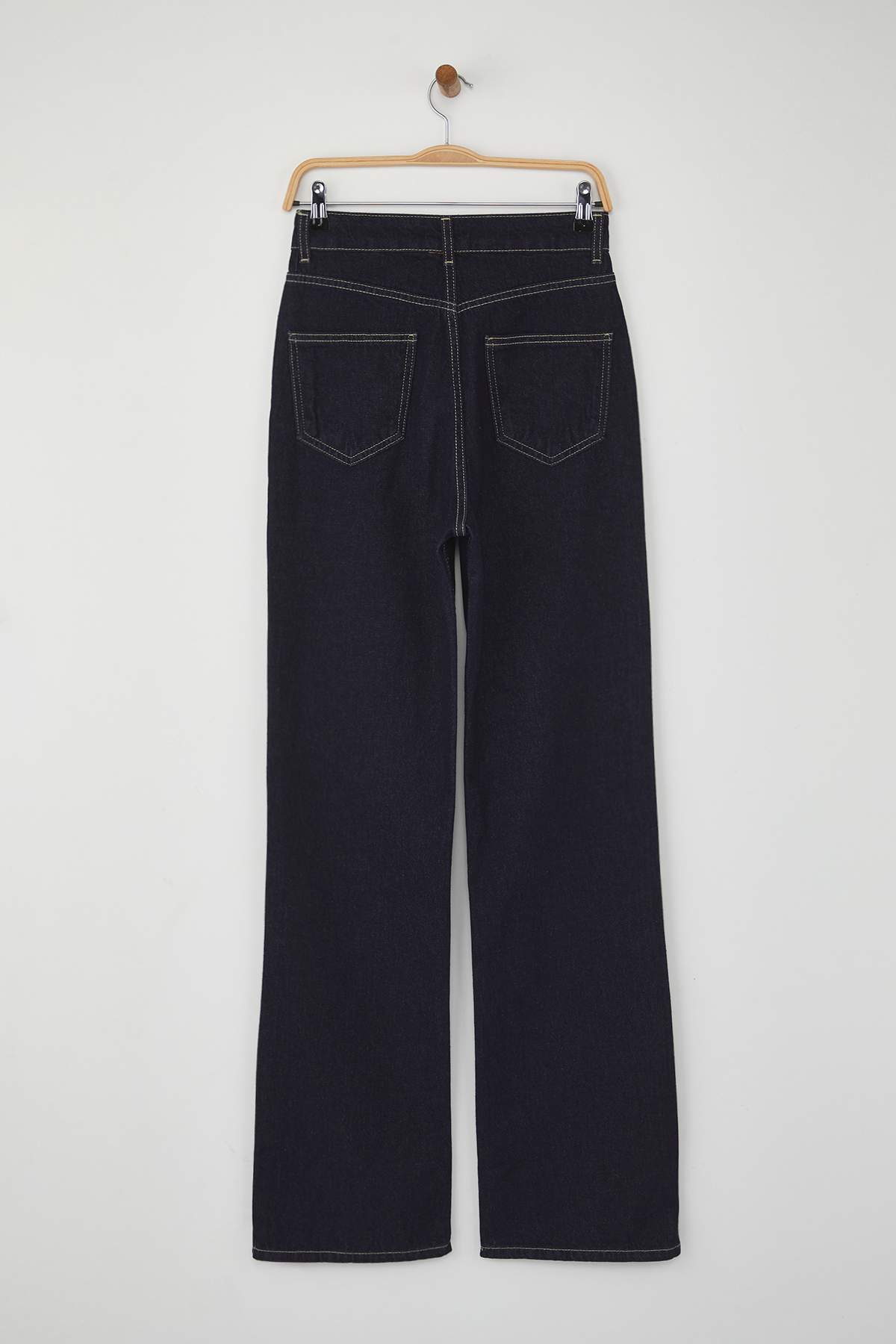 Koyu Mavi Yüksek Bel Orta Esnek Straight/Düz Kesim Jeans TWOAW26JE00025