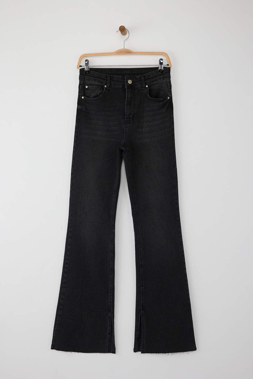 Trendyolmilla Mavi Yırtmaç Detaylı Yüksek Bel Comfort/Esnek Flare İspanyol Paça Jeans TWOAW26JE00022