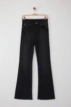 Trendyolmilla Mavi Yırtmaç Detaylı Yüksek Bel Comfort/Esnek Flare İspanyol Paça Jeans TWOAW26JE00022
