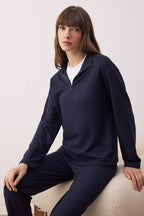 Trendyolmilla Lacivert Fermuarlı Yumuşak Kışlık Waffle Örme Pijama Takımı THMAW26PT00186