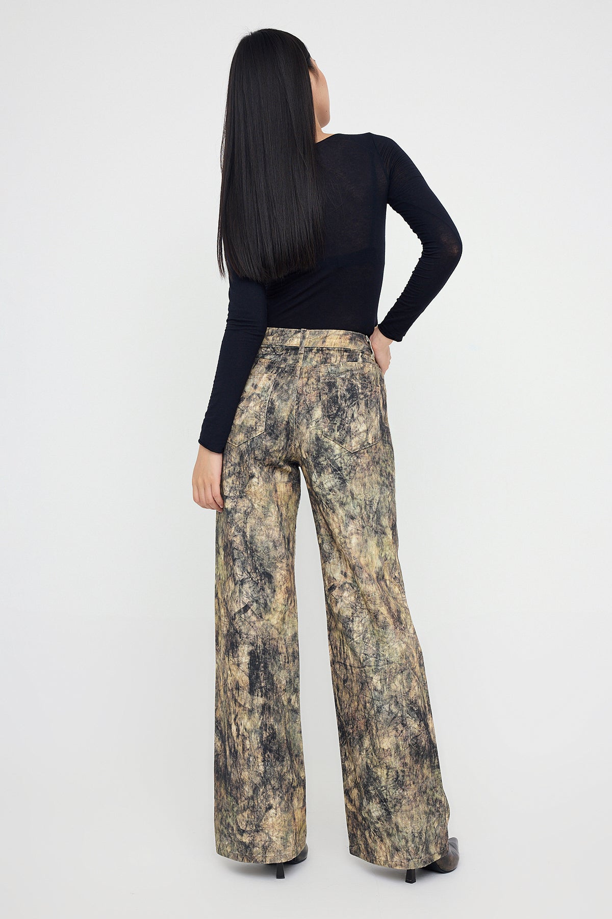 Teen Çok Renkli Desenli Yüksek Bel Wide Leg Jeans TWOAW26JE00152