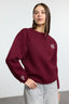 Trendyolmilla Bordo Nakışlı Regular/Normal Kalıp Kalın İçi Polarlı  Örme Sweatshirt TWOAW25SW00176