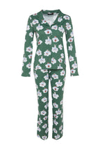 Trendyolmilla Koyu Yeşil %100 Pamuklu Tavşan Desenli Gömlek-Pantolon Örme Pijama Takımı THMAW24PT00002