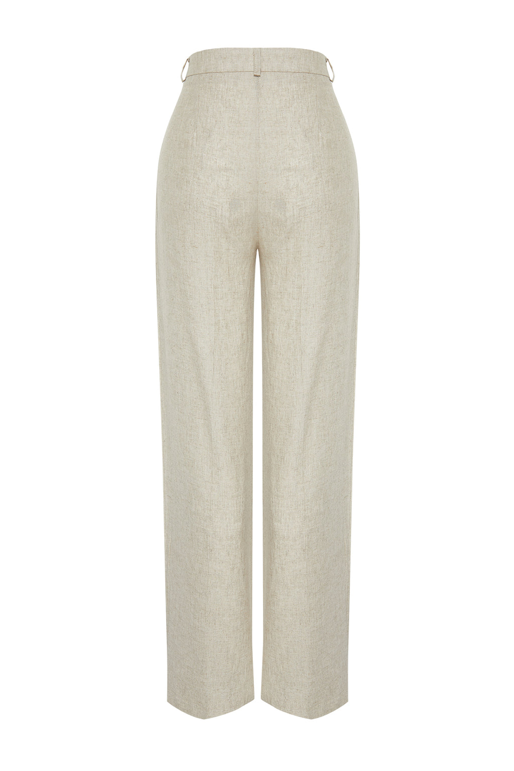 Bej Nervürlü Wide Leg/Geniş Paça Pamuk Keten Dokuma Pantolon TWOSS24PL00062