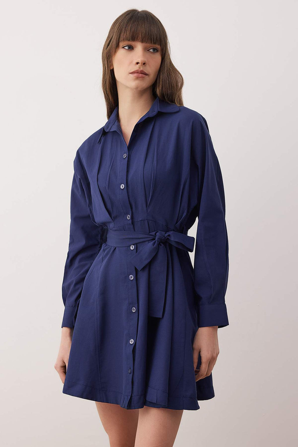 Trendyolmilla Nar Çiçeği Çizgili Kuşaklı Kısa / Mini  Dokuma Elbise TWOAW25EL00154