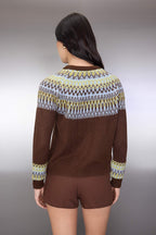Trendyolmilla Kahverengi Yumuşak Dokulu Etnik Desenli Triko Kazak TWOAW26KZ00194